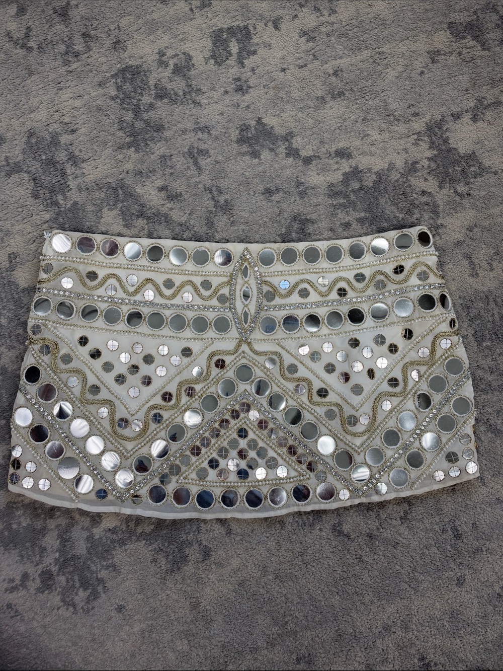 Jaded London Chara Embellished Mirror Mini Skirt Ivory Pearl Beaded US 10 - Picture 8 of 16